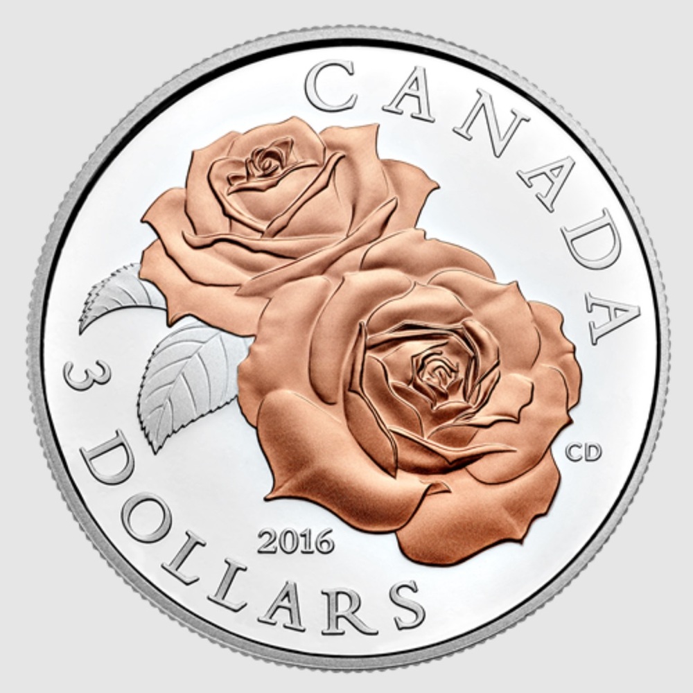 RCM Pure Silver Coin-Selective Rose Gold Plating-Queen Elizabeth Rose (2016) NWT